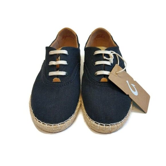 Olukai KAULA PA'A LI Convertible Linen Textile Espadrille Sneaker Womens 7 Black - Picture 7 of 9